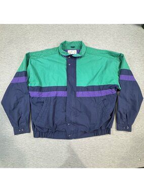Vintage Ash Creek Trading Colorblock Lightweight Jacket XXL Green Purple Navy